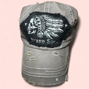 KBETHOS Gray Distressed Cap with Black Patch